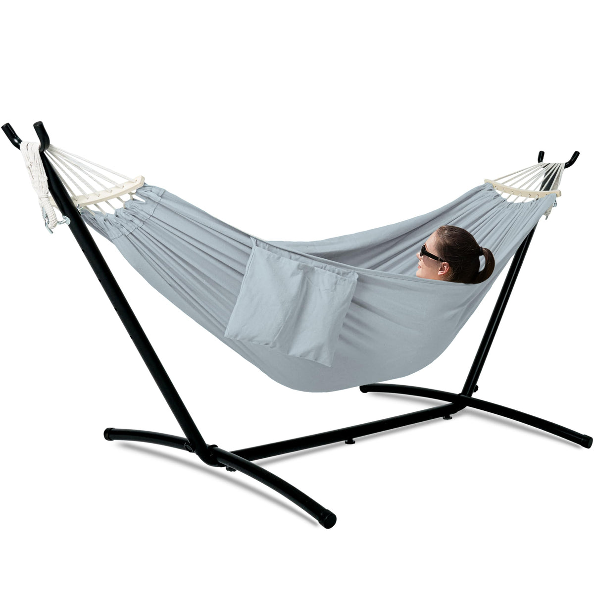GAFETE Double Hammocks with Stand for Outside, Max 600lbs, (Classic Red)