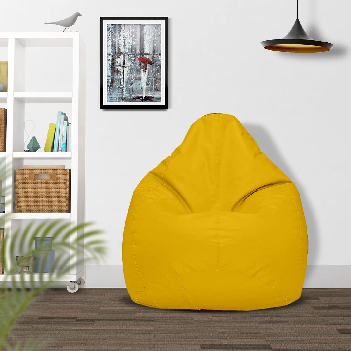 Ample Decor Bean Bag Cover (Filler Not Included), Plush Toys Storage Soft Leatherette, Durable Construction Sturdy Zipper, Ideal for Children and Teenagers - Yellow