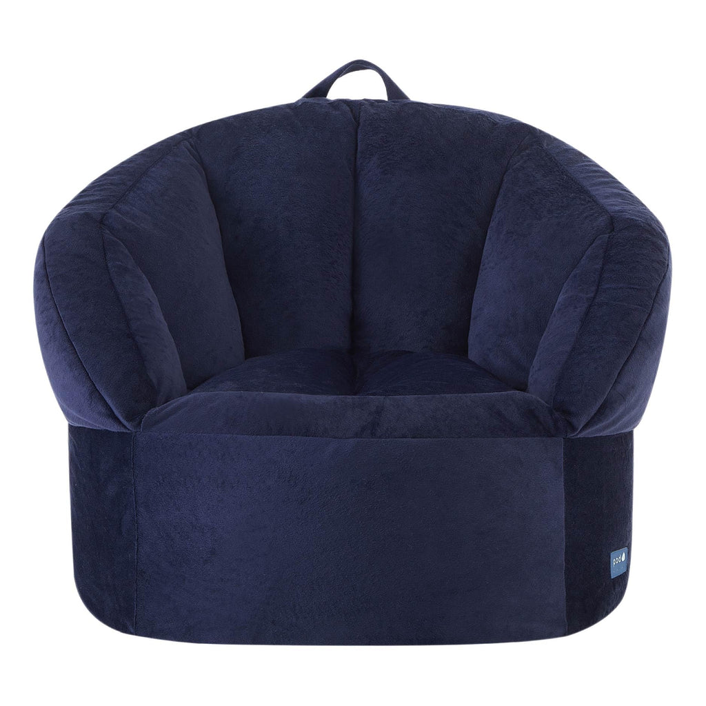Heritage Kids Pod Curved Back Kids Bean Bag Chair, Soft Plush Lounge Seat for Bedroom or Playroom, Blue