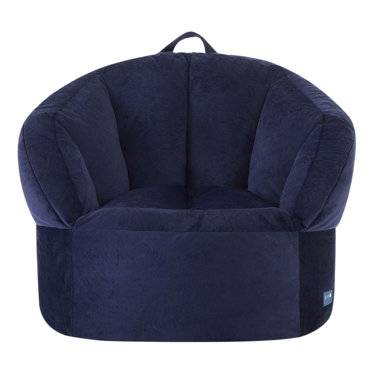 Heritage Kids Pod Curved Back Kids Bean Bag Chair, Soft Plush Lounge Seat for Bedroom or Playroom, Blue