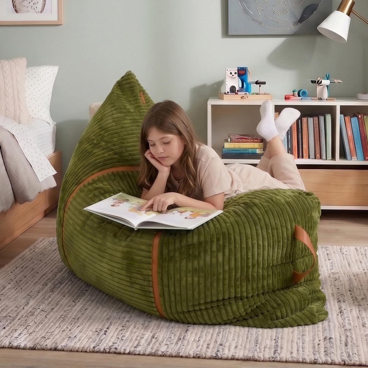 Big Joe Turnabout 3-in-1 Convertible Kids Bean Bag Chair, Midnight Blue