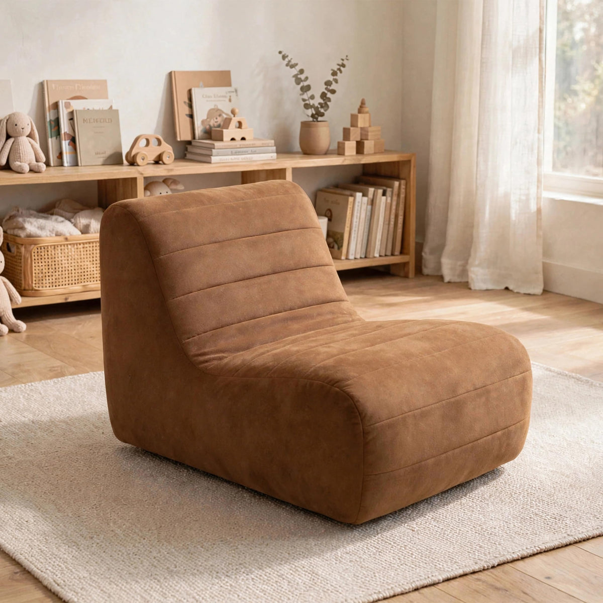 Big Joe Modora Kids Bean Bag Lounger, Chestnut Vegan Suede