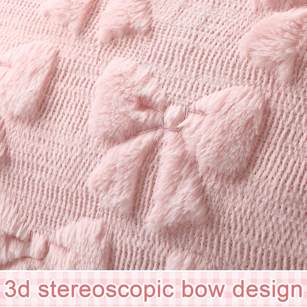 Gilprop Pink Bow Bean Bag Chair 2.6ft Stuffed Animal Storage Chair Cover
