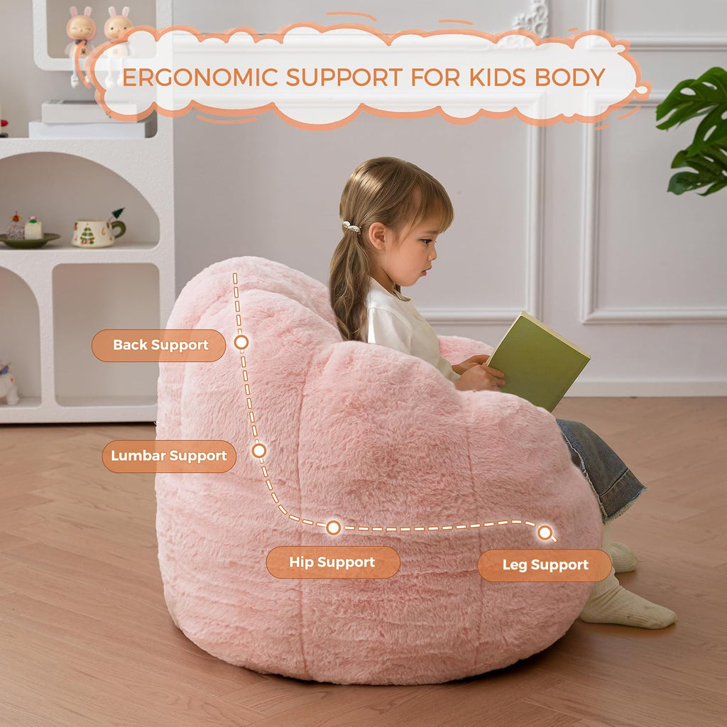 MAXYOYO Kids Bean Bag Chair, Floral Shaped Bean Bag Sofa, Pink
