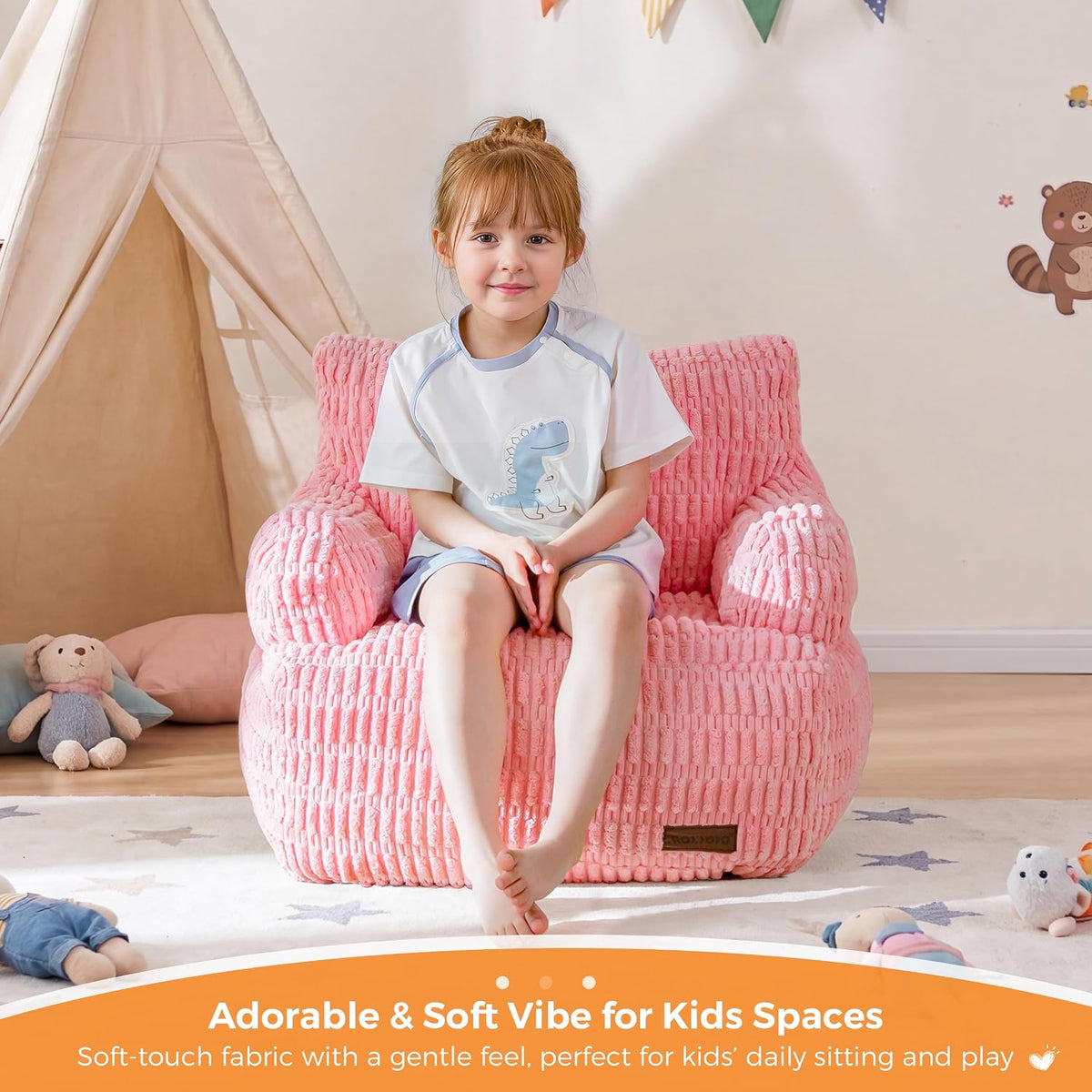 MAXYOYO Kids Bean Bag Chair, Comfy Bean Bag Sofa with Filler