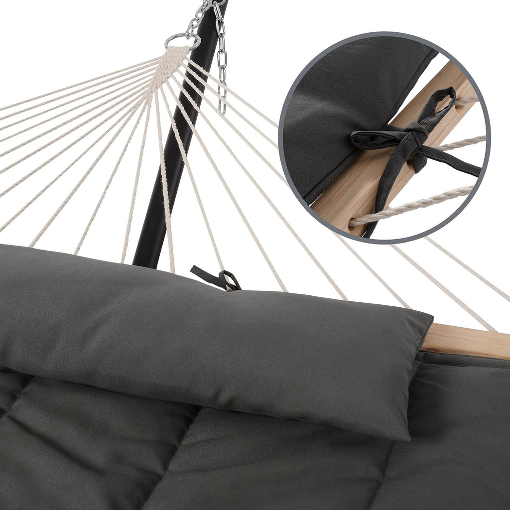 SUNCREAT Double Outdoor Hammock with Stand, Carrying Bag, Dark Gray