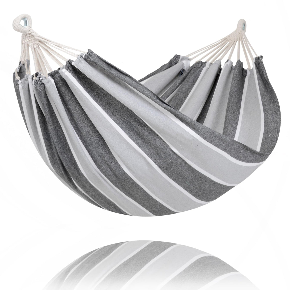 SUNCREAT Portable Camping Hammock for Outside, Heavy Duty 2 Person Hammock Bed for Tree, Beige with Tassels