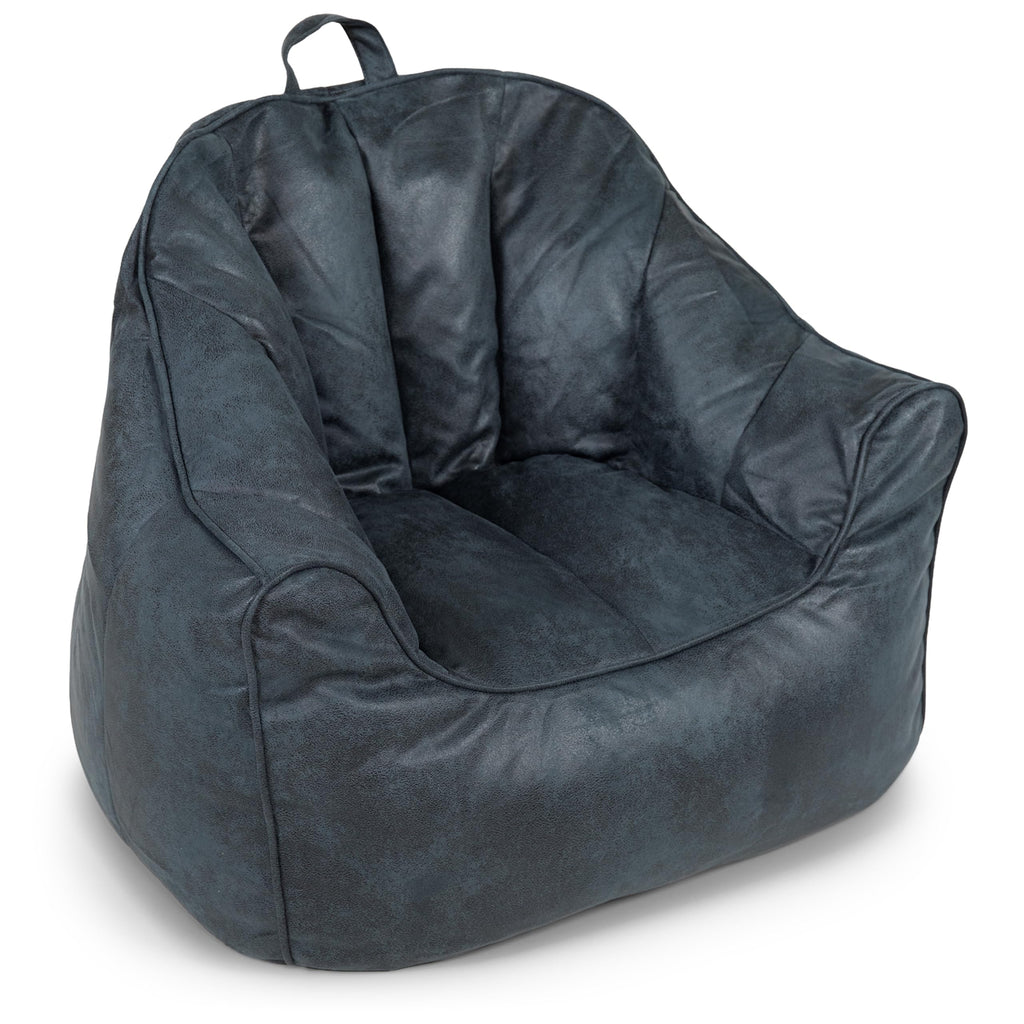 Big Joe Roma Kid's Bean Bag Chair, Oat Sherpa and Graphite, Vegan Suede, 2 Foot Lightweight Refillable Children's Seat
