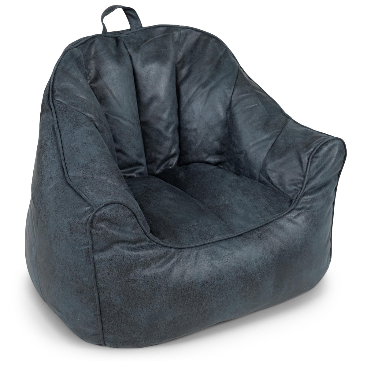 Big Joe Roma Kid's Bean Bag Chair, Oat Sherpa and Graphite, Vegan Suede, 2 Foot Lightweight Refillable Children's Seat