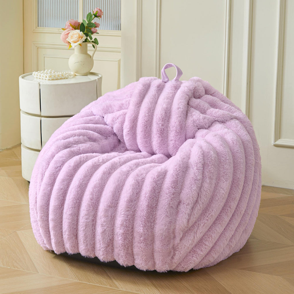 MEGO Kids Fluffy Faux Rabbit Fur Bean Bag Cover, No Filler, Burnt Orange