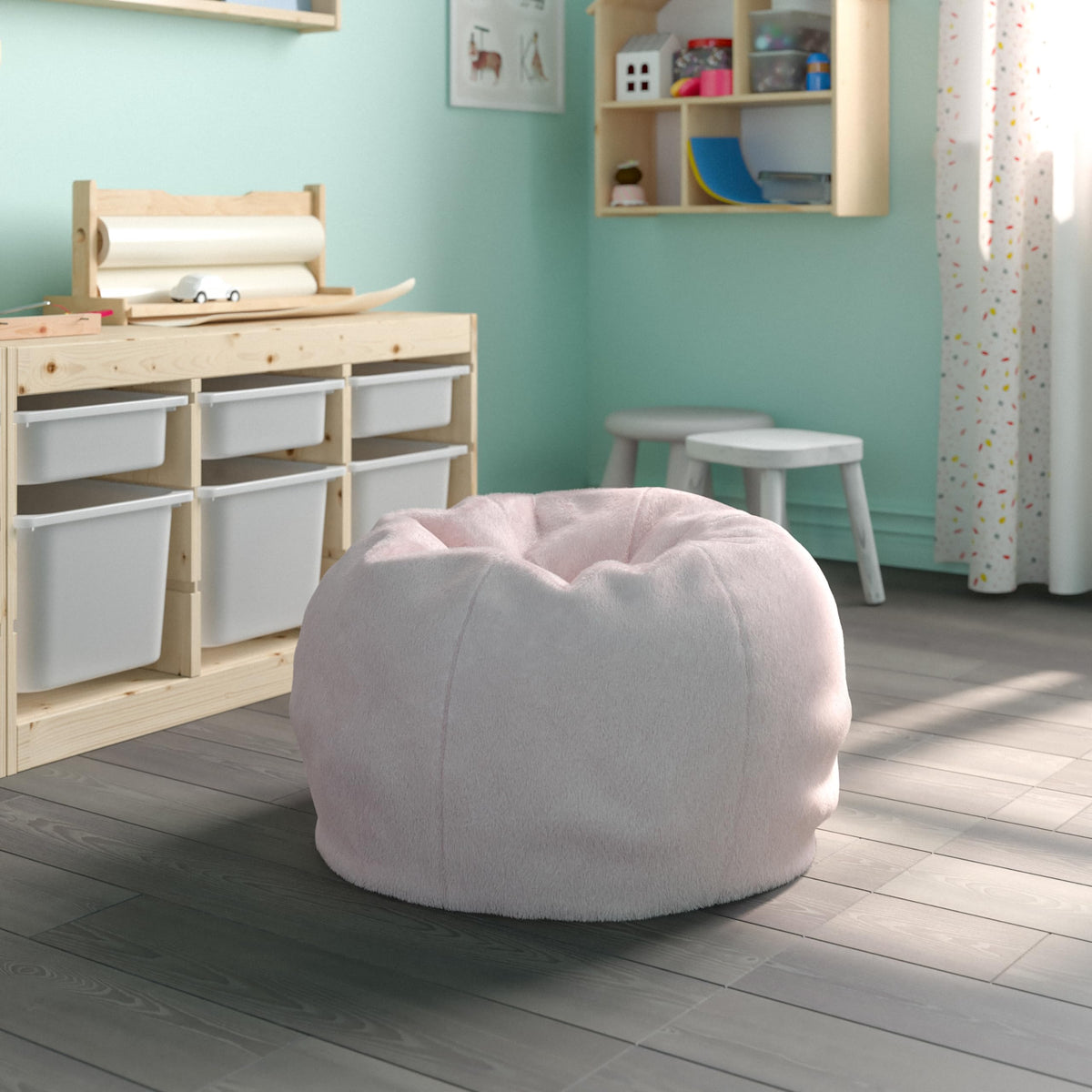 EMMA + OLIVER Gray Small Camouflage Bean Bag Chair
