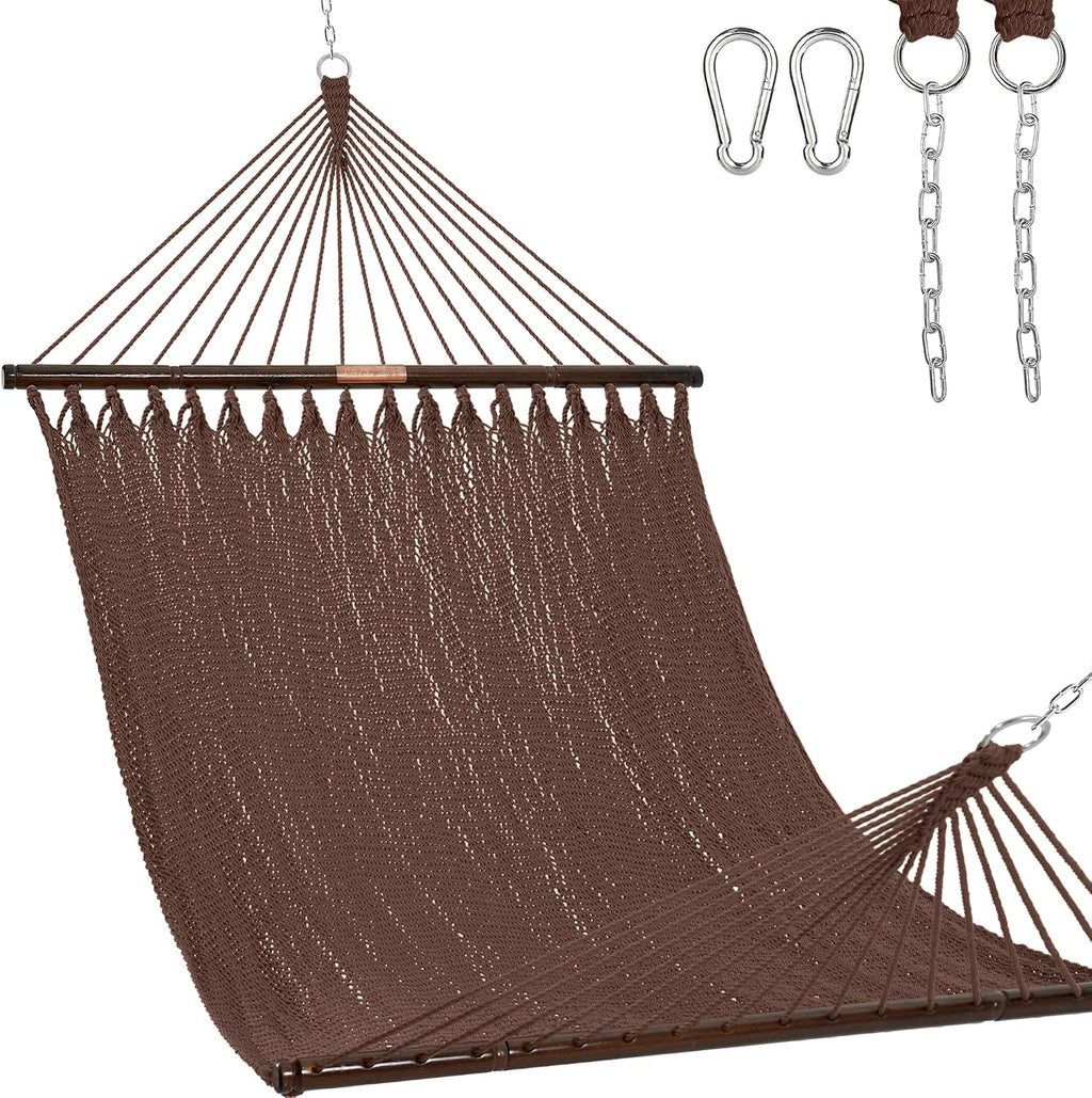 Lazy Daze 2 Person Caribbean Rope Hammock, Handwoven Double Hammock
