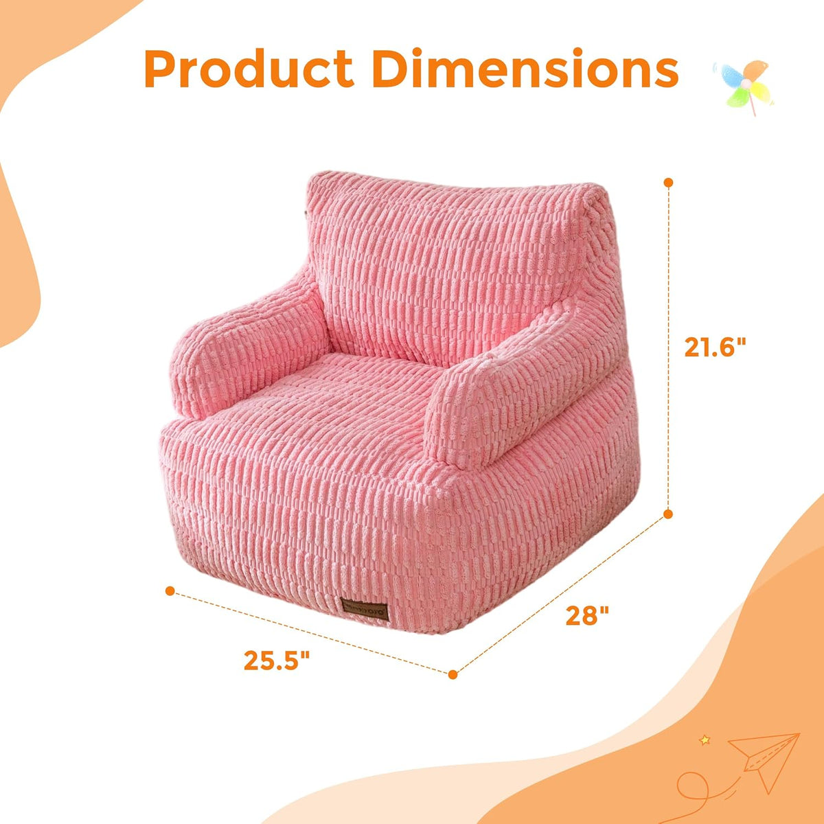 MAXYOYO Kids Bean Bag Chair, Comfy Bean Bag Sofa with Filler