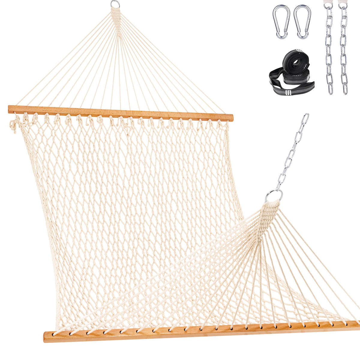 Lazy Daze Double Handwoven Rope Hammock for Outdoor Fits 12-13 Ft Stand