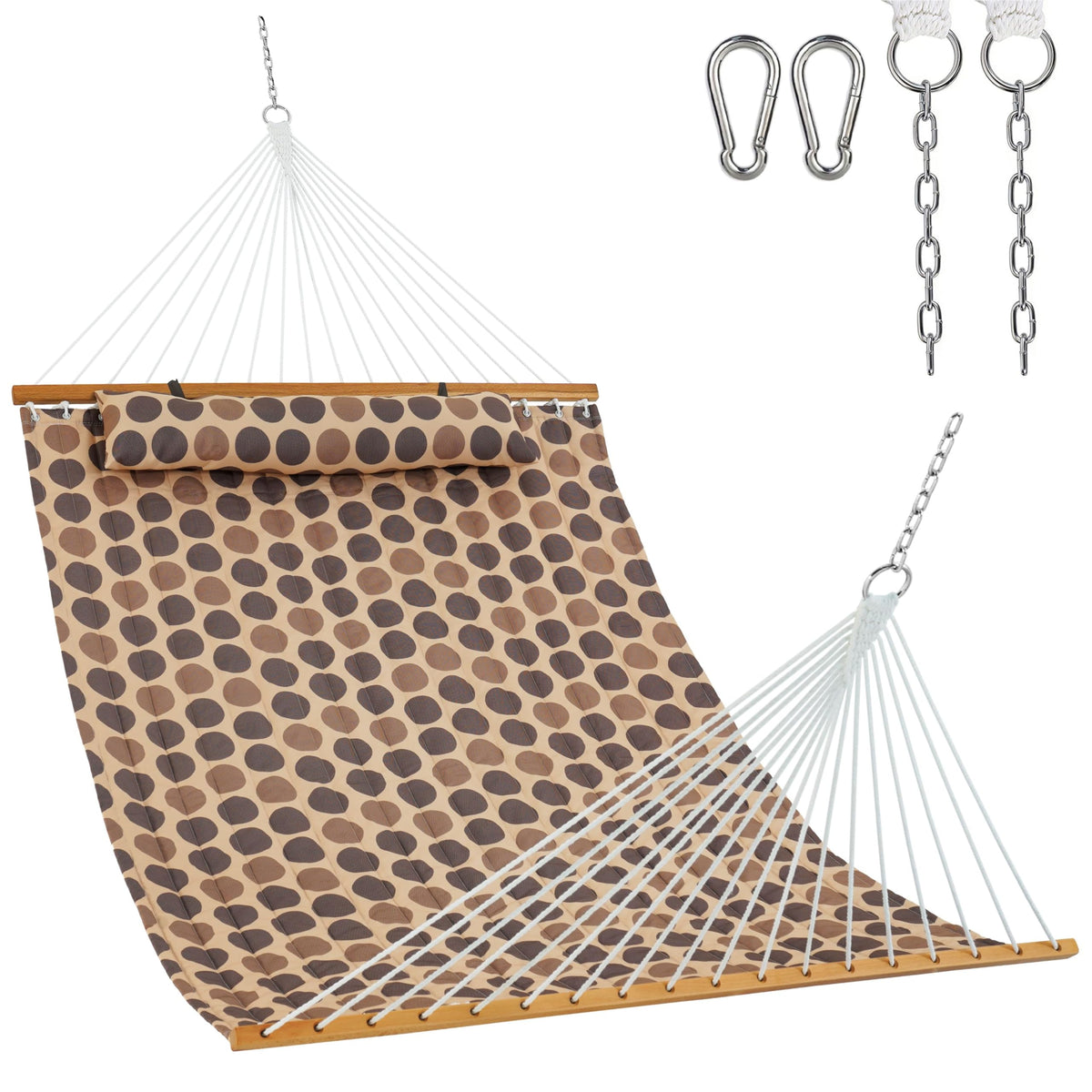 Lazy Daze 12FT Double Quilted Hammock for Outside with Pillow, Grey Floral