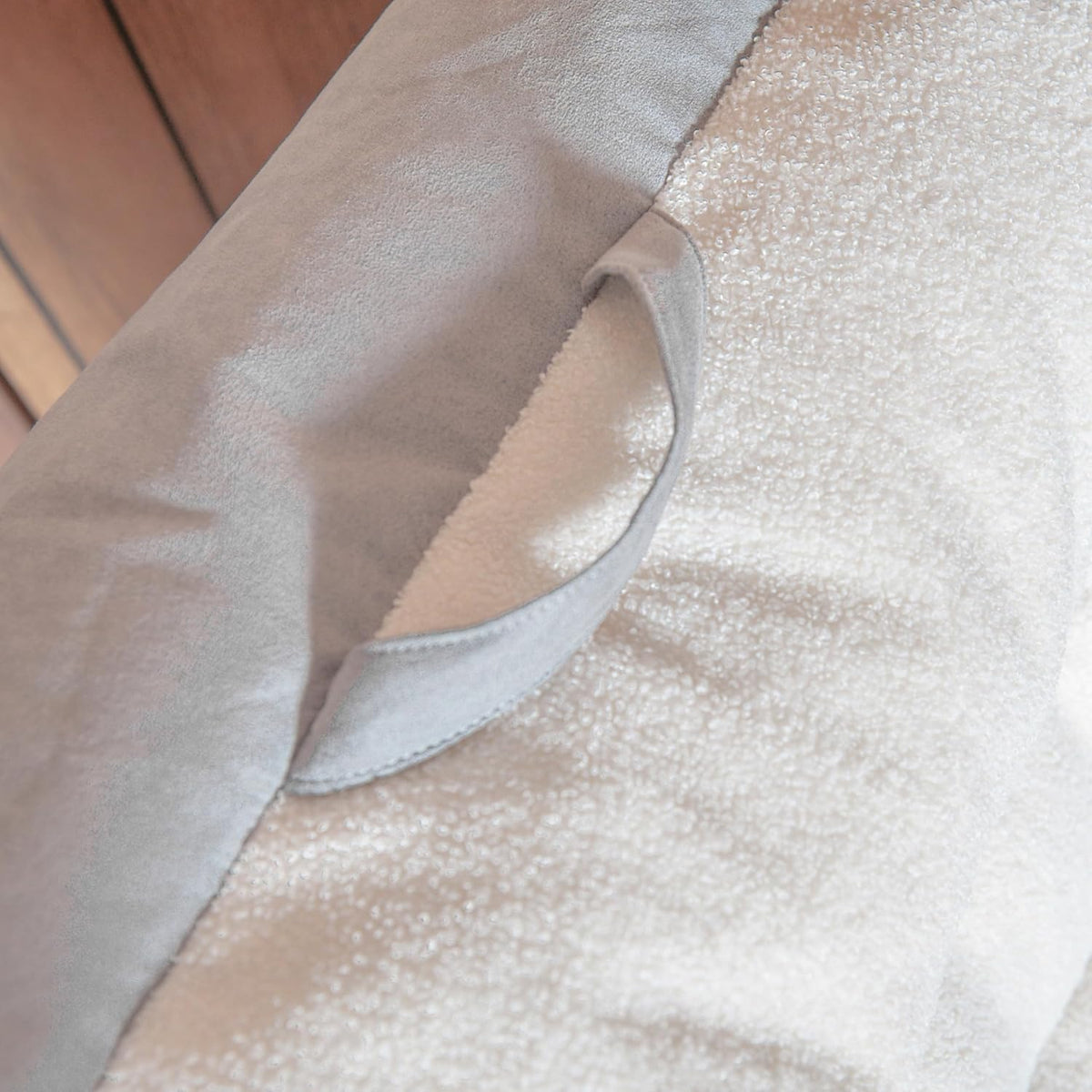 Big Joe Roma Kid's Bean Bag Chair, Oat Sherpa and Graphite, Vegan Suede, 2 Foot Lightweight Refillable Children's Seat