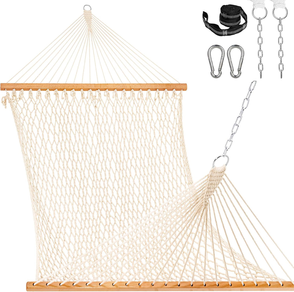 Lazy Daze Double Handwoven Rope Hammock for Outdoor Fits 13-15 FT Stand