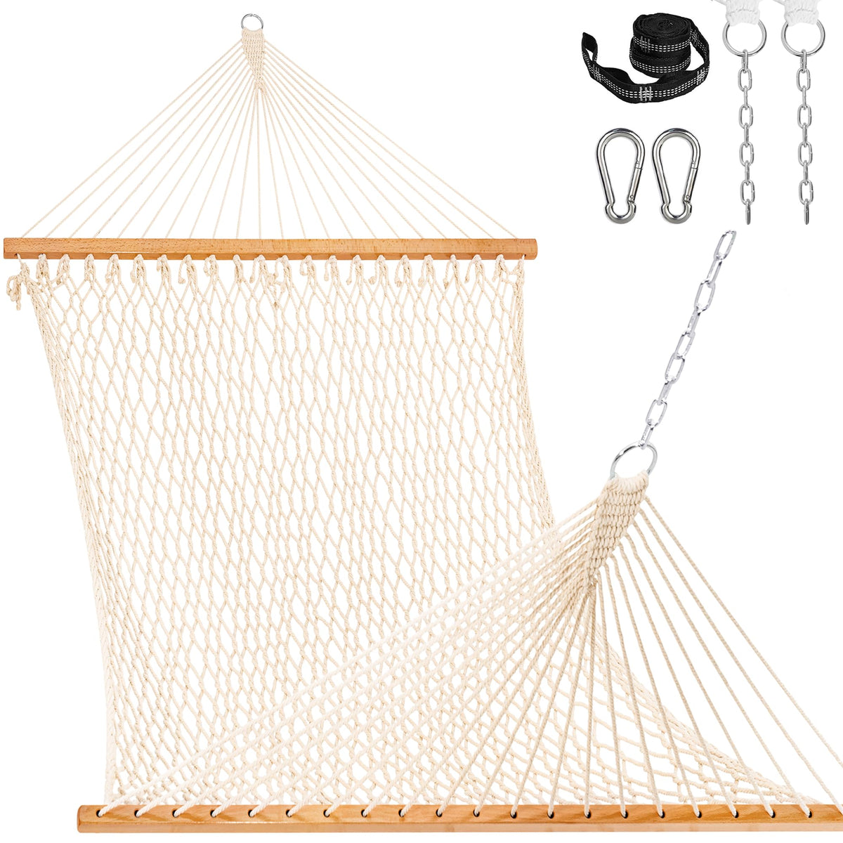 Lazy Daze Double Handwoven Rope Hammock for Outdoor Fits 13-15 FT Stand