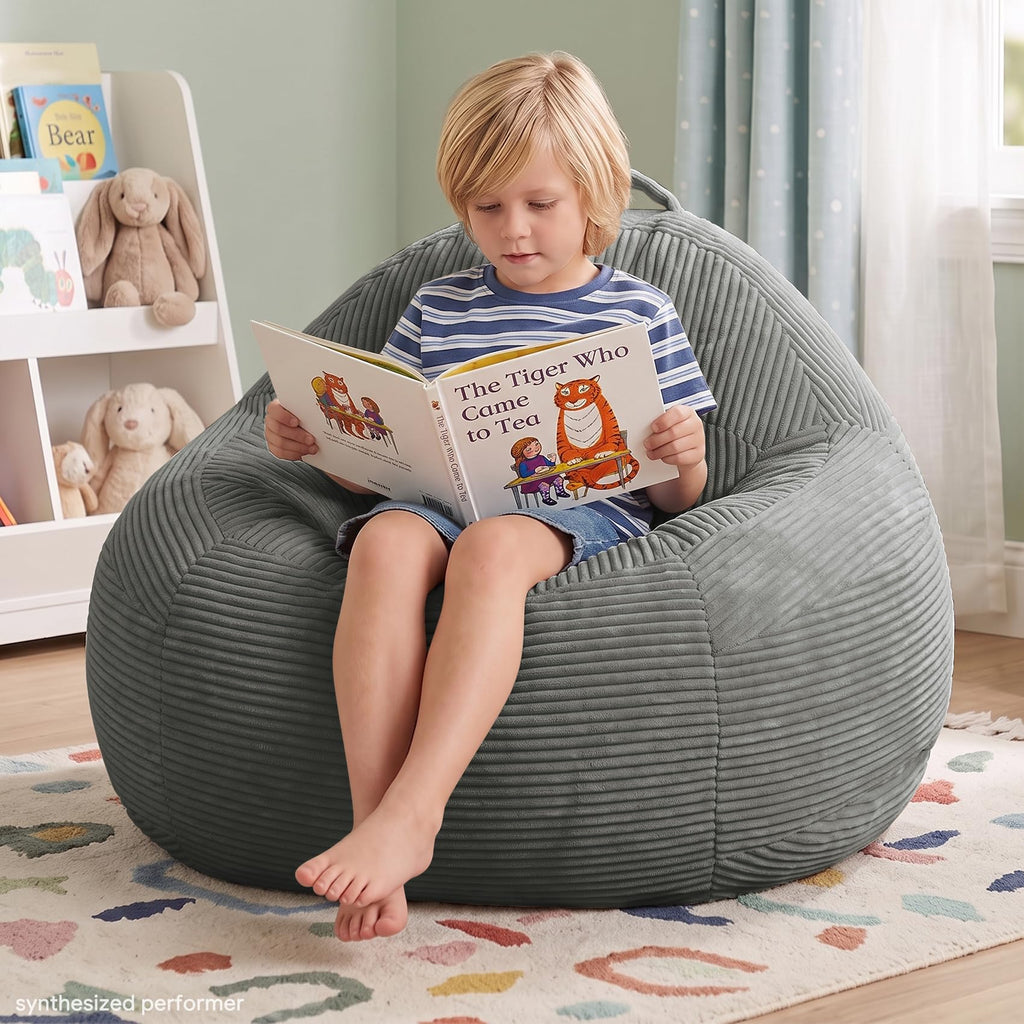 31.5"x31.5"x24" Kids Bean Bag Chair for Kids & Teens,Dark Blue