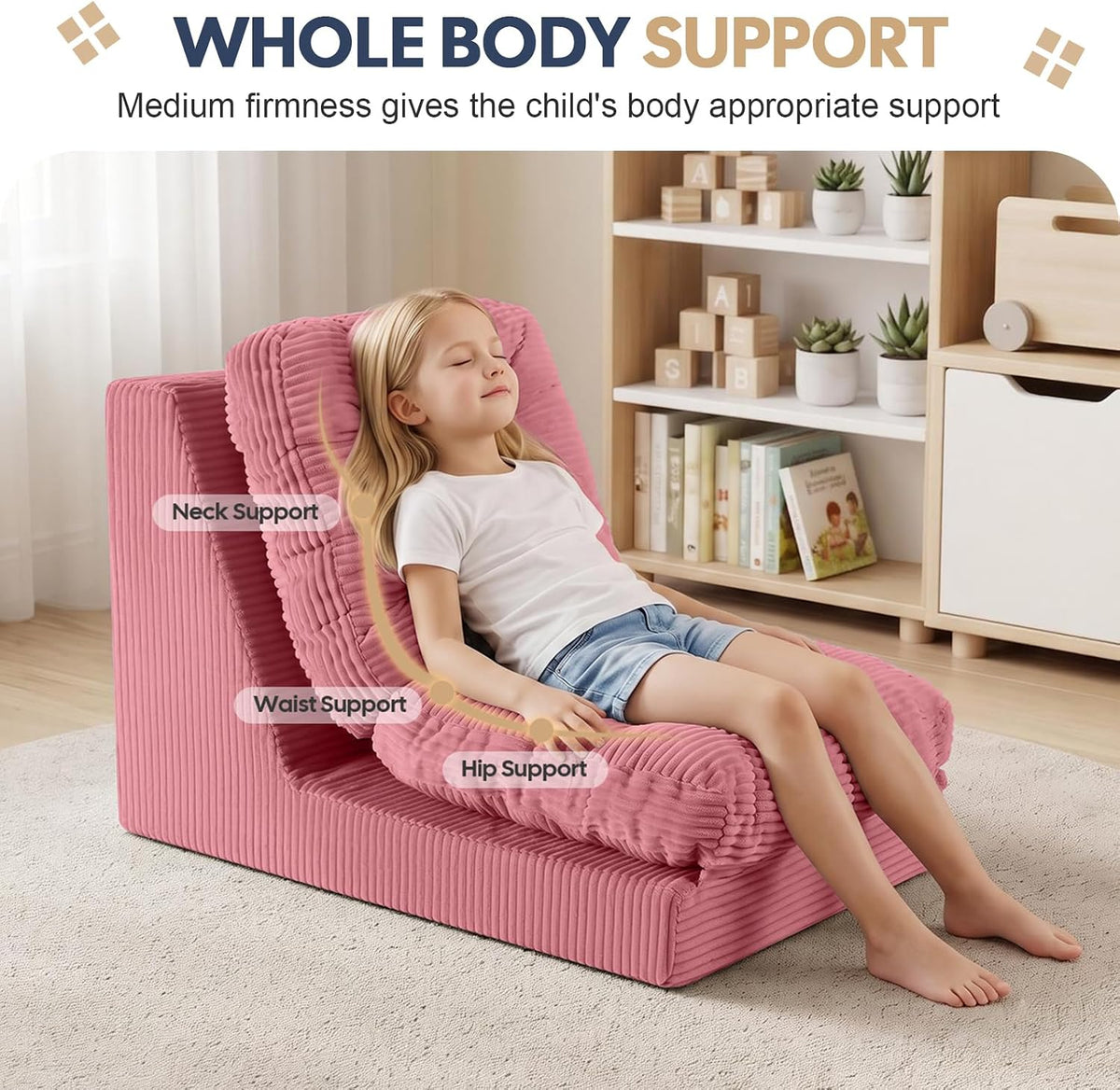 COMAX Bean Bag Chairs for Kids, 3-in-1 Foldable Kids Sofa Couch