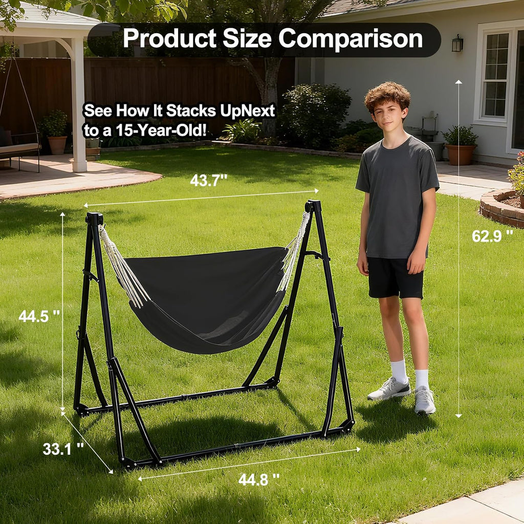 2-in-1 Hammock Chair with Stand, Portable Hammock, Black