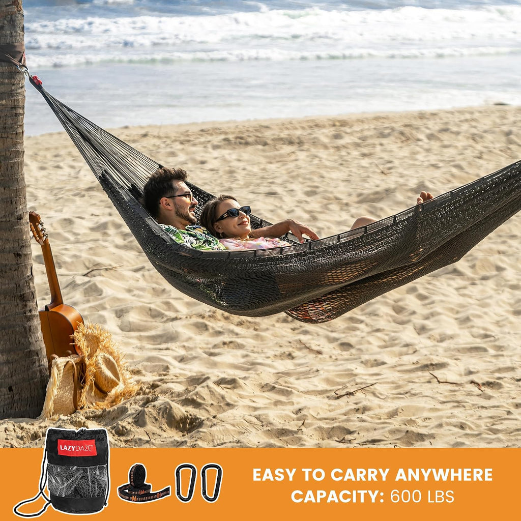 Lazy Daze XL Handwoven Mayan Hammock, 10.5FT Double Camping Hammocks