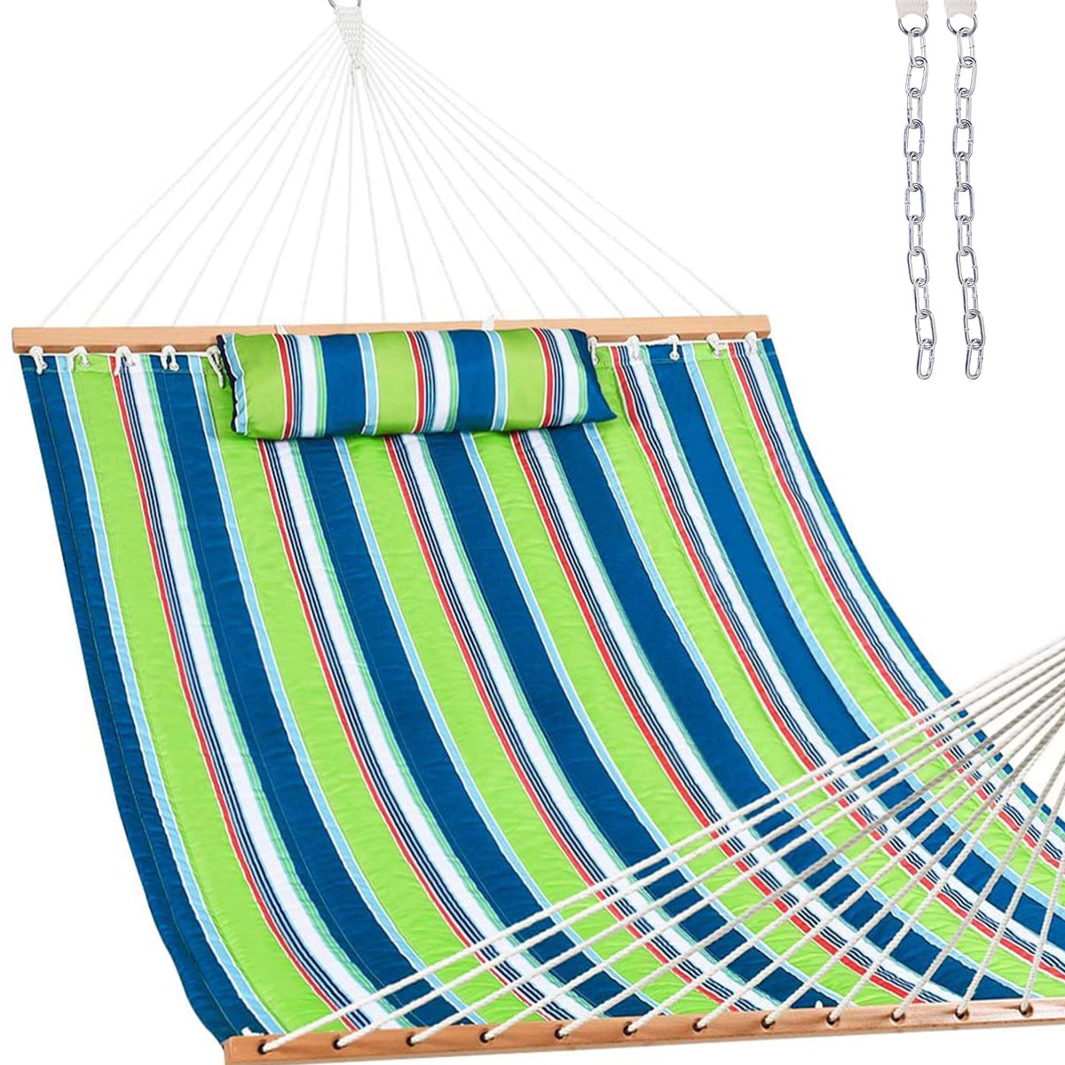 Lazy Daze Double Hammock with Pillow & Tree Straps for Outside, Grey