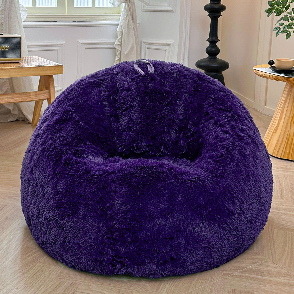 XeGe Kids Fluffy Faux Fur Bean Bag Chair Cover(No Filler), Rainbow