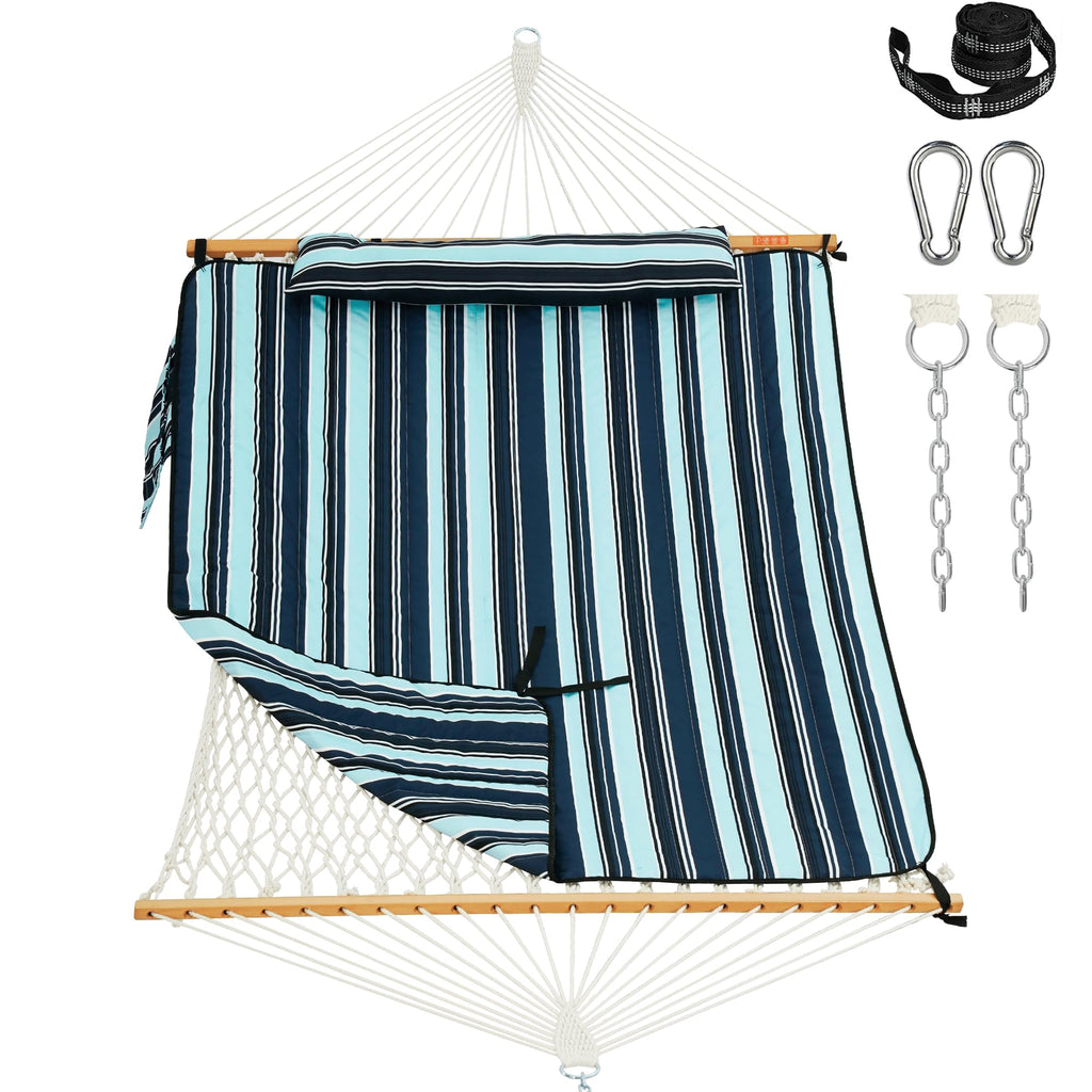 Lazy Daze Double Handwoven Rope Hammock with Pad and Pillow Set for Outdoor
