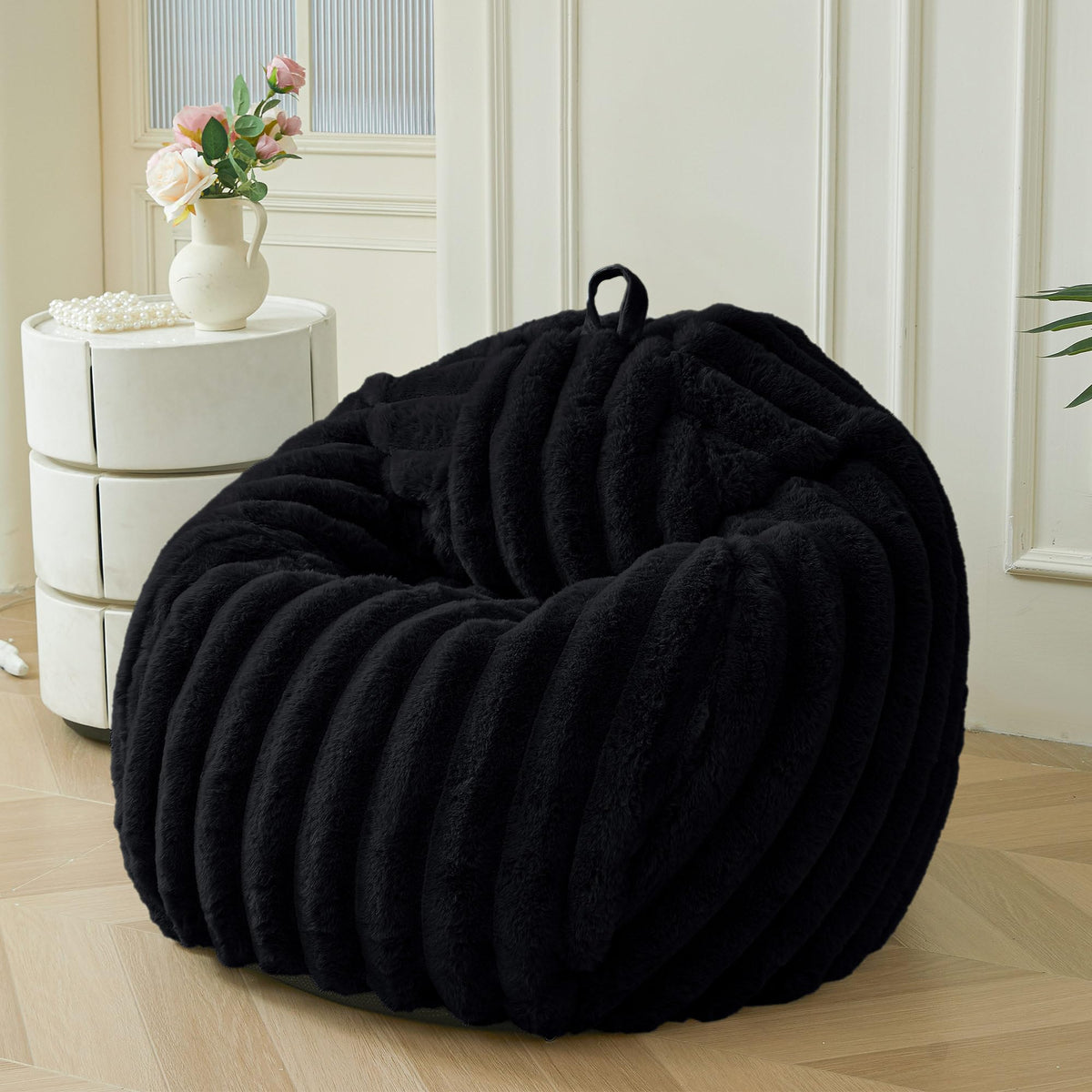 MEGO Kids Fluffy Faux Rabbit Fur Bean Bag Cover, No Filler, Burnt Orange