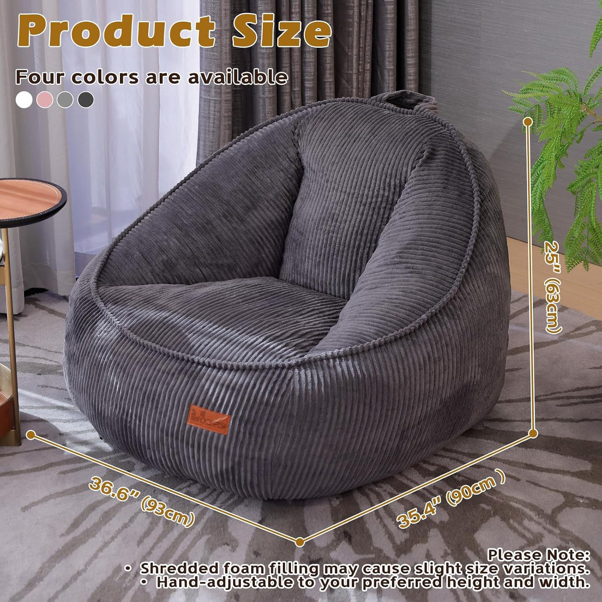 Bean Bag Chair, Cozy Fluffy Beanbag Chairs with Filler for Teens and Kids, Floor Lazy Sofa for Living Room Gaming & Reading (S-Darkgrey)
