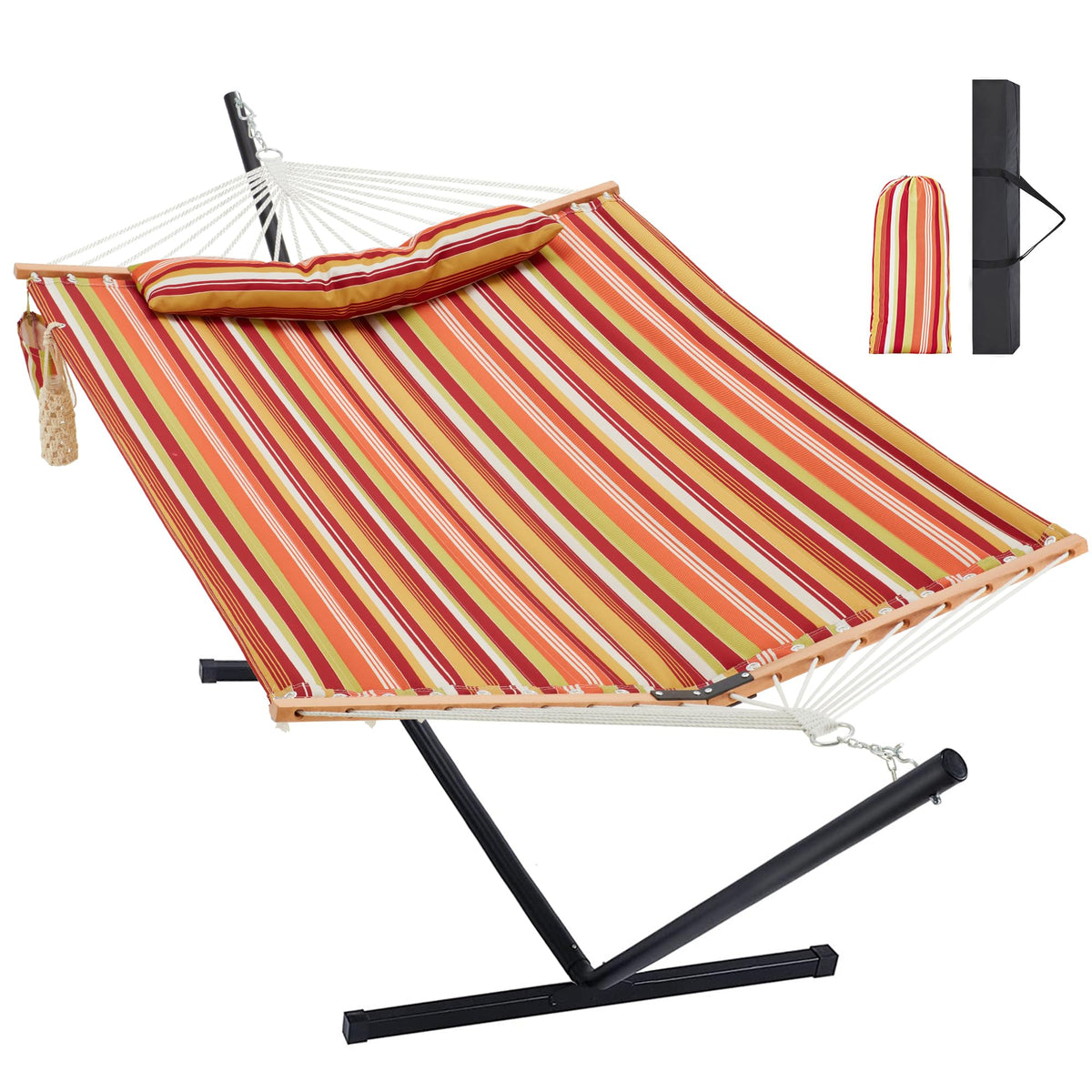 Homgava Two Person Hammock with Stand for Outside, Off White