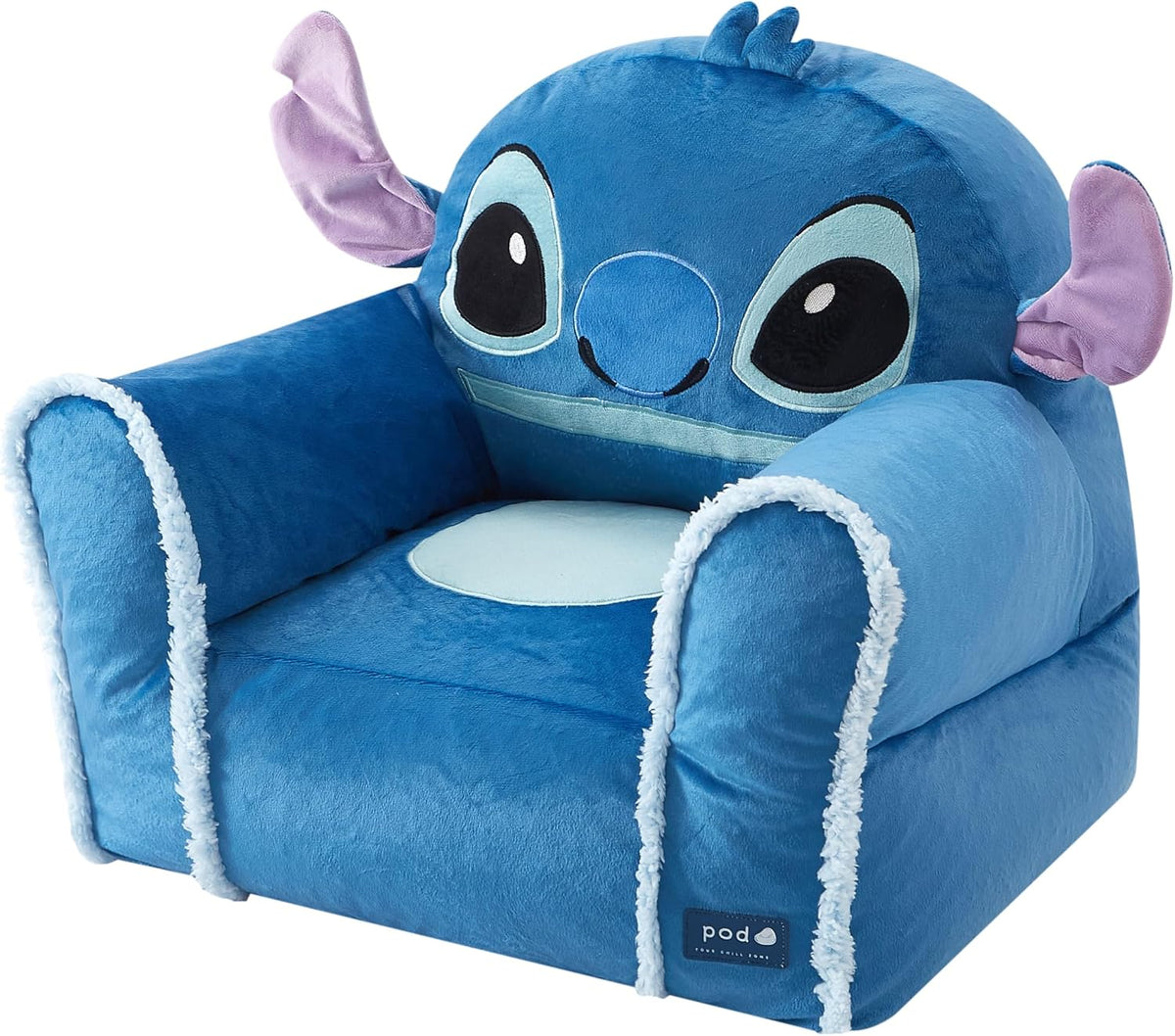 Disney Stitch Figural Bean Bag Sofa Chair with Armrests, Soft & Comfortable Kids Lounge Chair for Bedroom & Playroom, Ages 3+