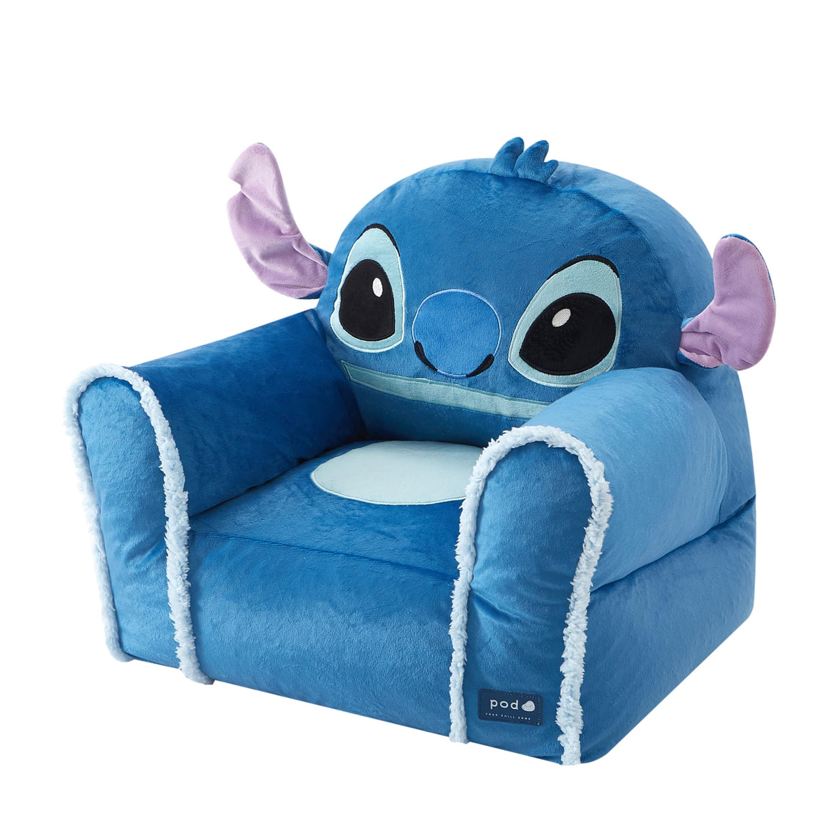 Disney Stitch Figural Bean Bag Sofa Chair with Armrests, Soft & Comfortable Kids Lounge Chair for Bedroom & Playroom, Ages 3+