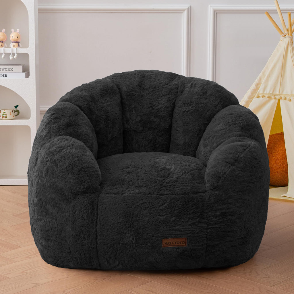 MAXYOYO Kids Bean Bag Chair, Floral Shaped Bean Bag Sofa, Grey