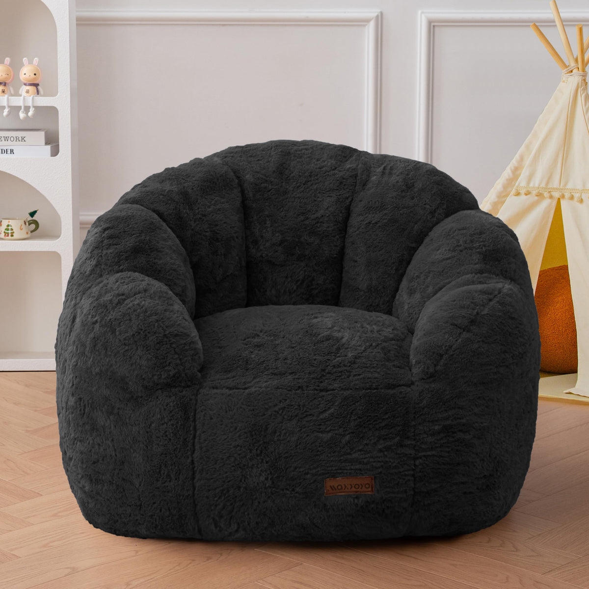 MAXYOYO Kids Bean Bag Chair, Floral Shaped Bean Bag Sofa, Grey