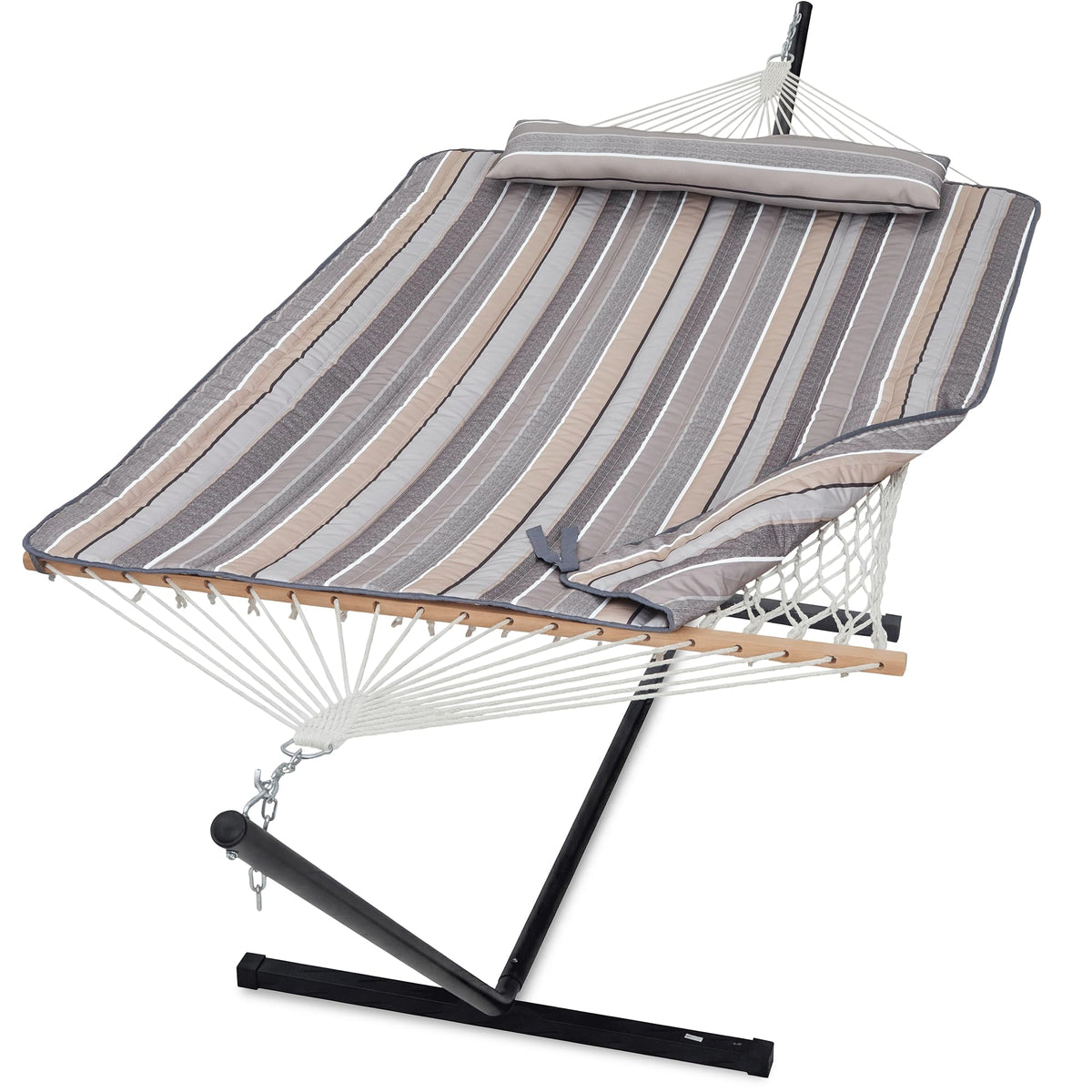 GAFETE 2 Person Rope Hammock with Stand for Outside, 12 Ft, 475 lb Capacity