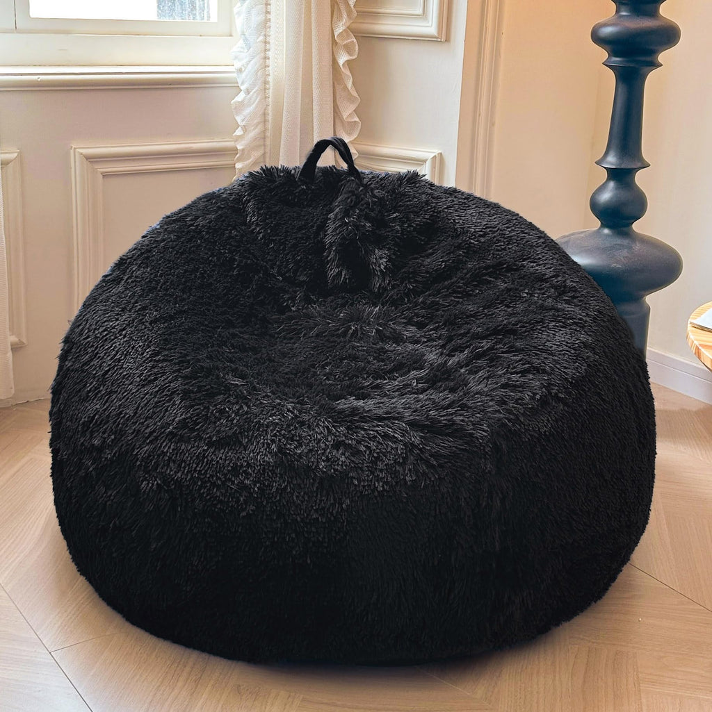 XeGe Kids Fluffy Faux Fur Bean Bag Chair Cover(No Filler), Rainbow