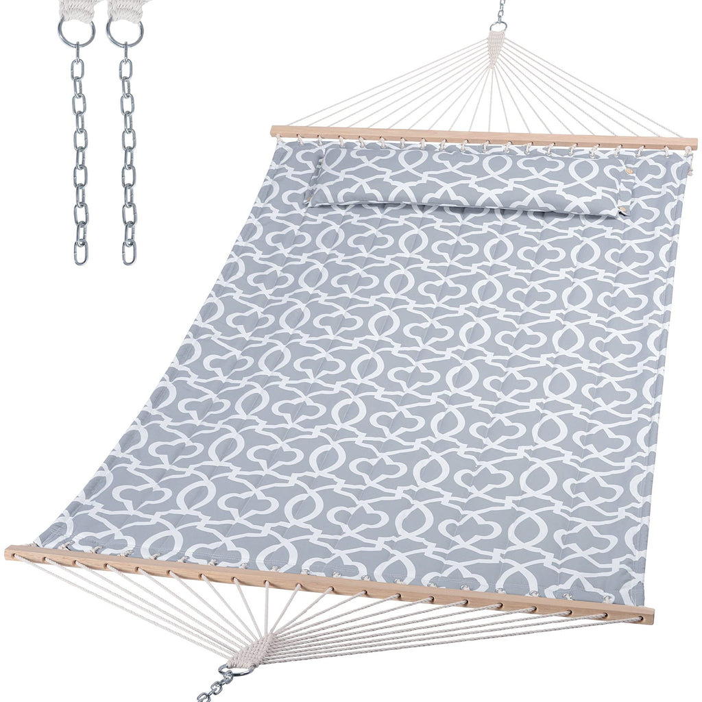 SUNCREAT Heavy Duty 2 Person Hammock for Indoor, Outdoor, Gray