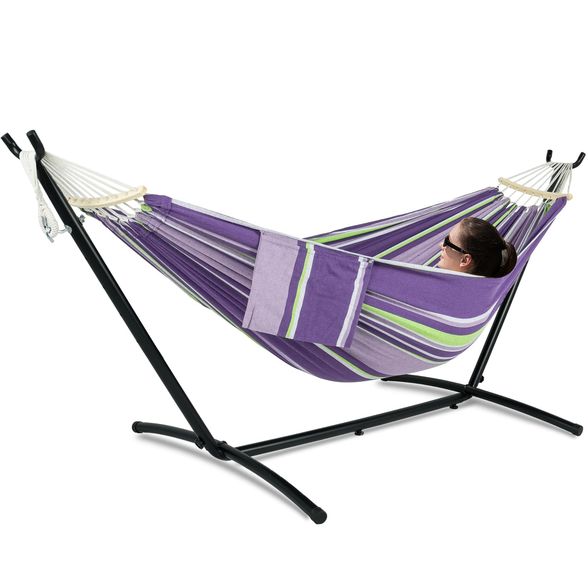 GAFETE Double Hammocks with Stand for Outside, Max 600lbs, (Classic Red)