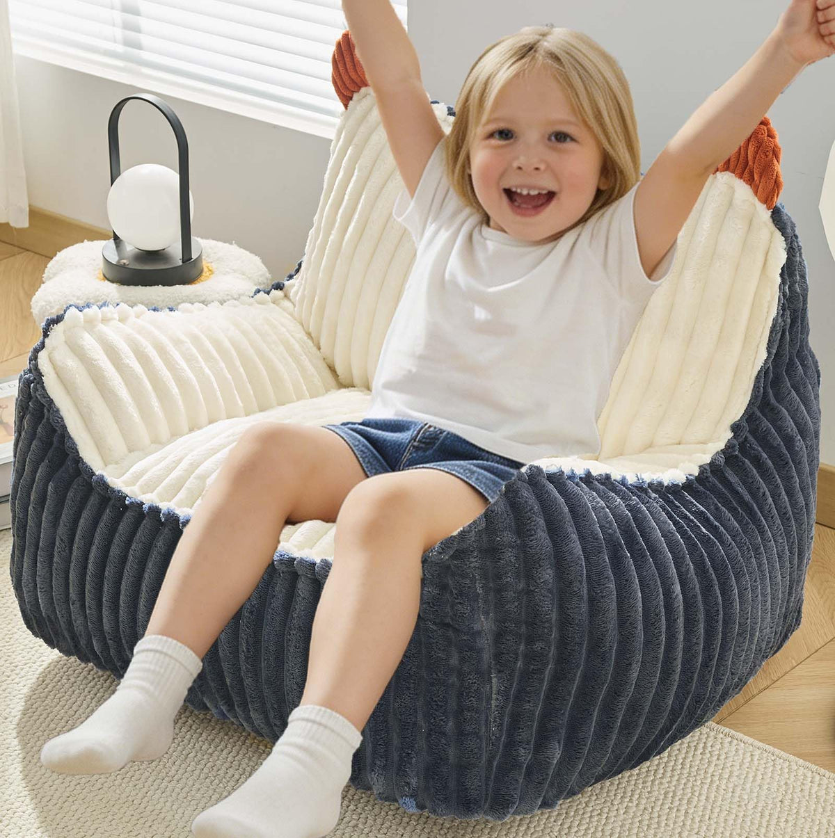 Fluffy Bean Bag Chair for Kids, 2.5FT Round Memory Foam Filled Bean Bag for Teens & Kids, Ultra Soft Faux Fur Fabric Bean Bag Chairs for Playroom, Living Room, Bedroom, Dark Green