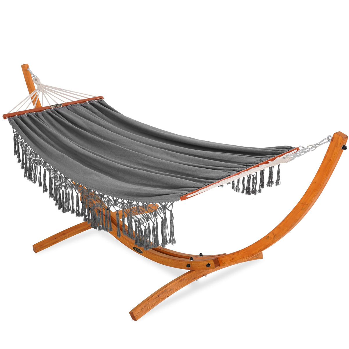 Lazy Daze 2 Person Cotton Hammock with 10.5FT Brown Wood Hammock Stand