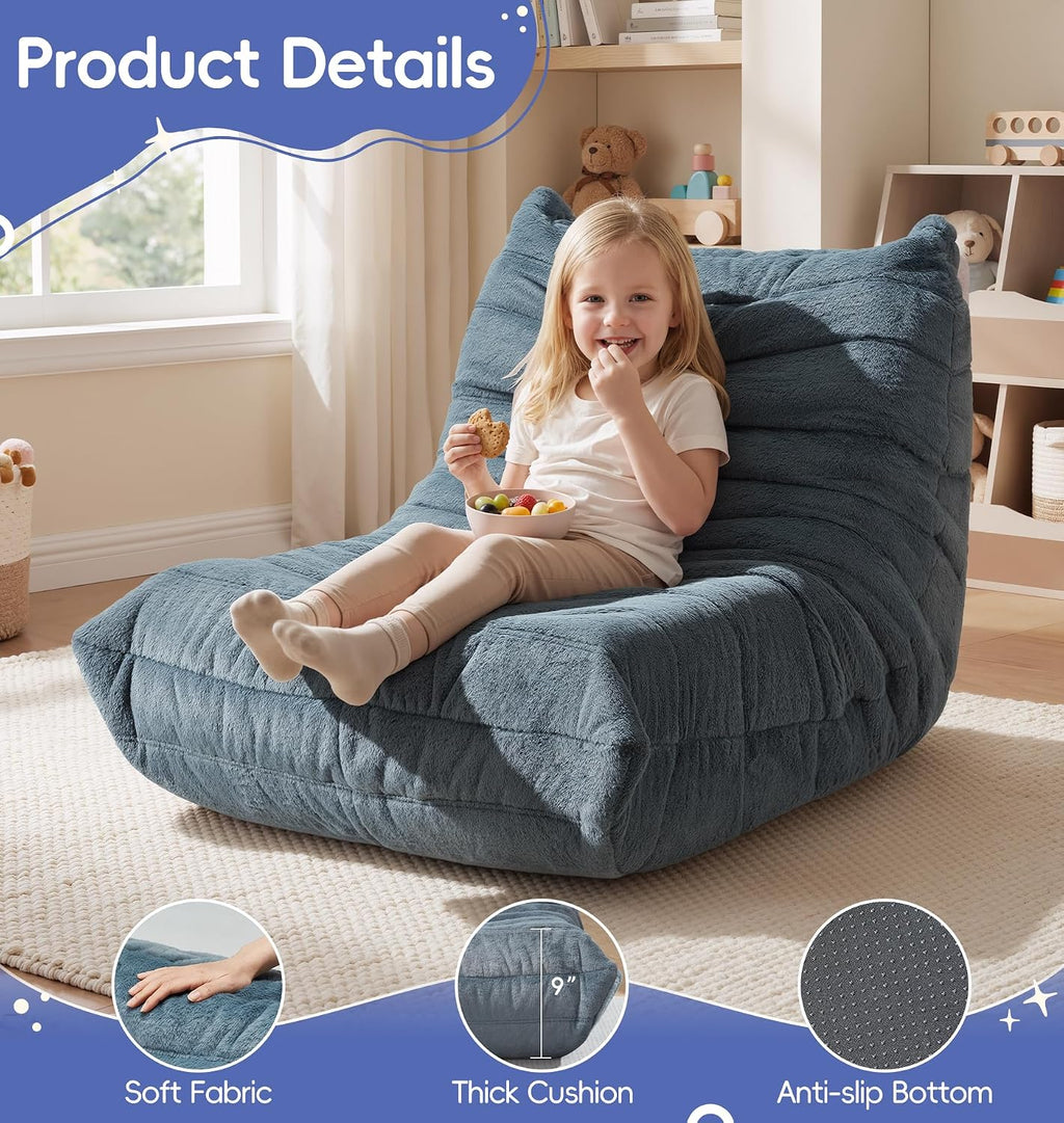 Hobestluk Kids Bean Bag Chair Fluffy Beanbag Couch with Spaciuos Design