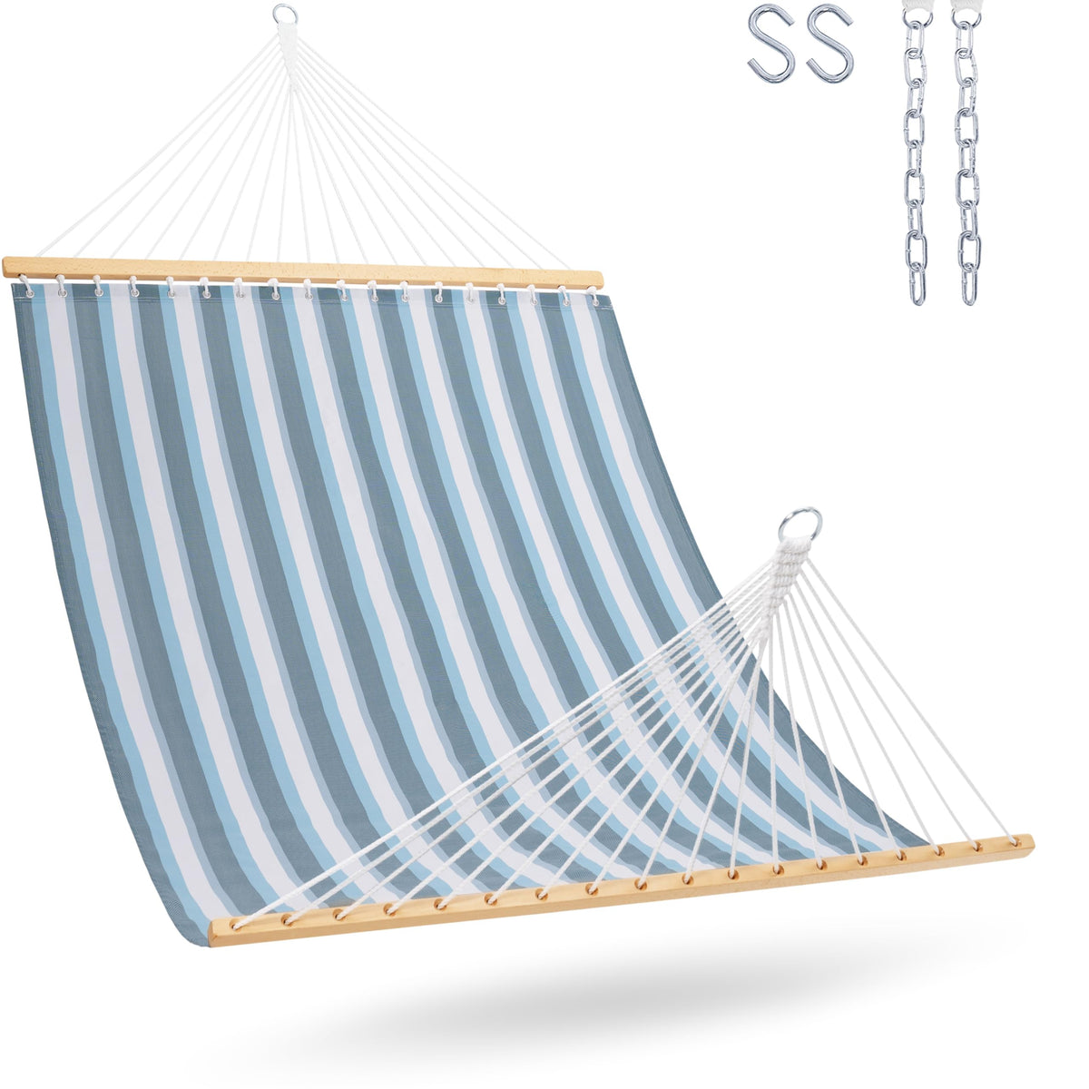 Lazy Daze Double Textliene Quick Dry Hammock with Spreader Bar for Outdoor