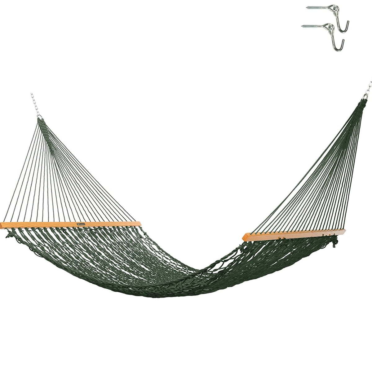 Original Pawleys Island Deluxe Oatmeal DuraCord Rope Hammock – 13 ft. x 65 in, 2-Person, 450 lb Capacity, Oak Spreader Bar, Zinc-Plated Hardware, Handcrafted in the USA