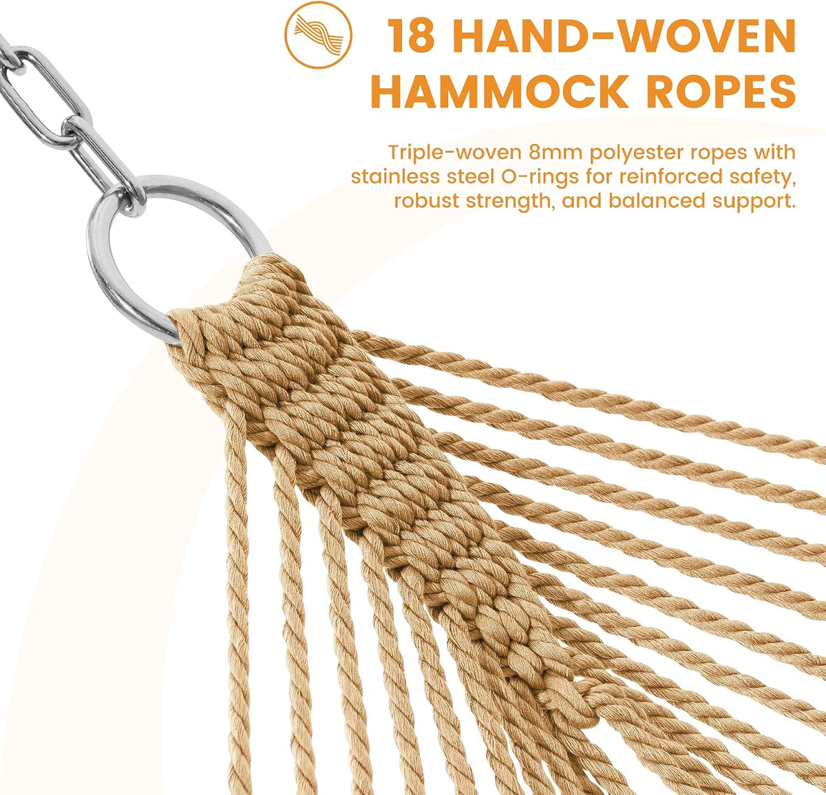 Lazy Daze 2 Person Caribbean Rope Hammock, Handwoven Double Hammock