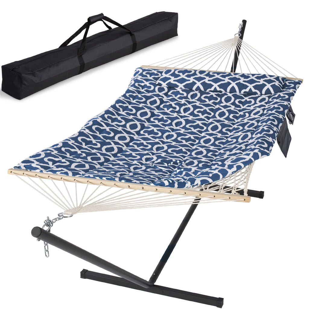 SUNCREAT Double Outdoor Hammock with Stand, Carrying Bag, Dark Gray