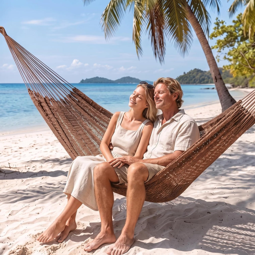 PNAEUT Handwoven Rope Mayan Hammock for Outside, 600 lbs Capacity