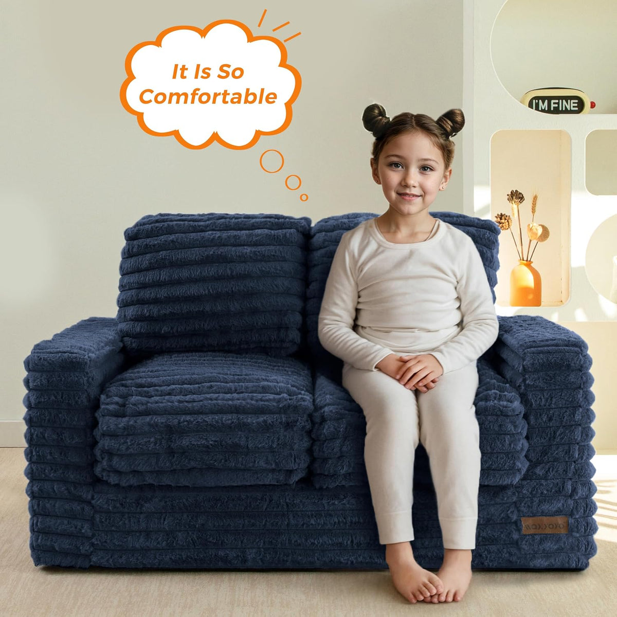 MAXYOYO Kids Bean Bag Chair, Comfy Upholstered Bean Bag Sofa with Filler