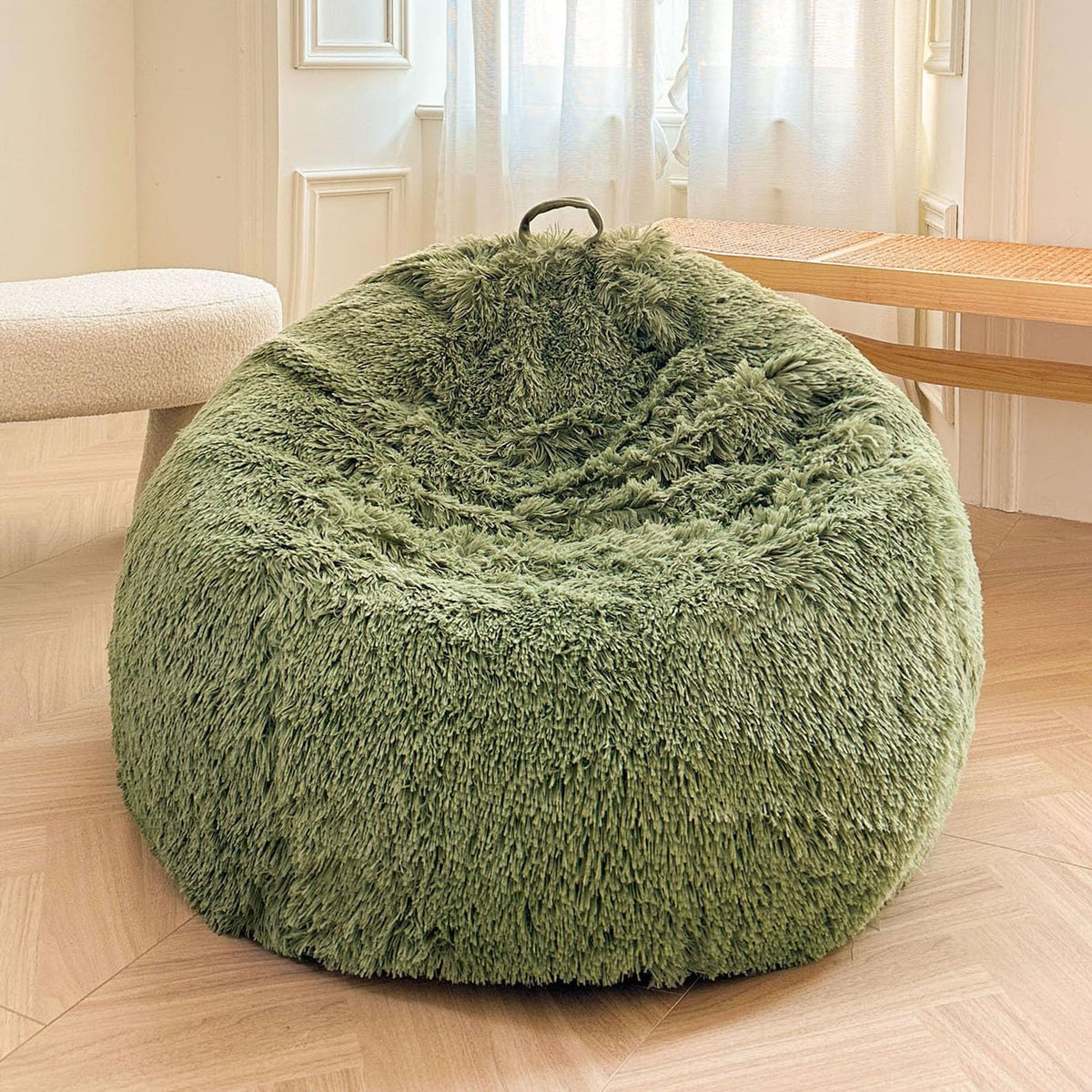 XeGe Kids Fluffy Faux Fur Bean Bag Chair Cover(No Filler), Rainbow